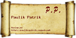 Paulik Patrik névjegykártya